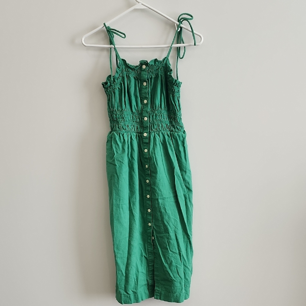 🔥2/$20 - Universal Thread Green Button-Front Midi Linen Dress, Size S